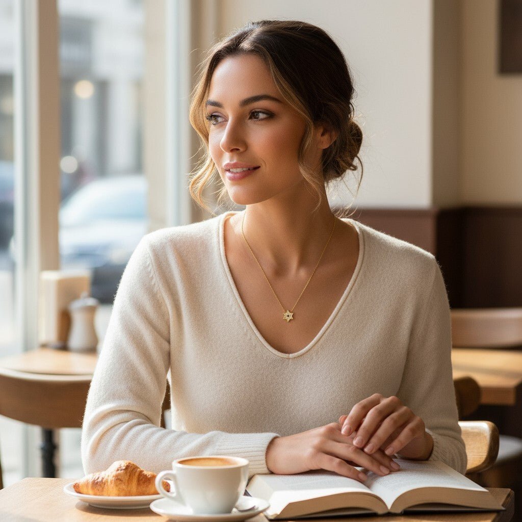 Sparkling Star of David Necklace with a Cut out Star