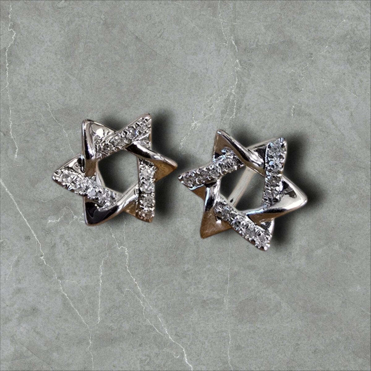 Star Earrings in 14k Gold and Diamonds