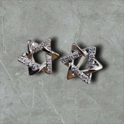 Star Earrings in 14k Gold and Diamonds