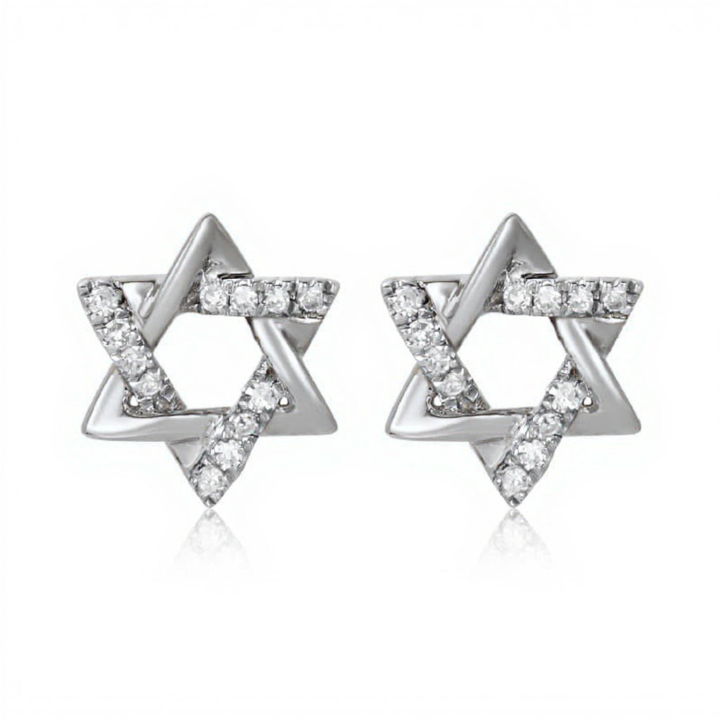 Star Earrings in 14k Gold and Diamonds