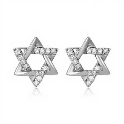 Star Earrings in 14k Gold and Diamonds