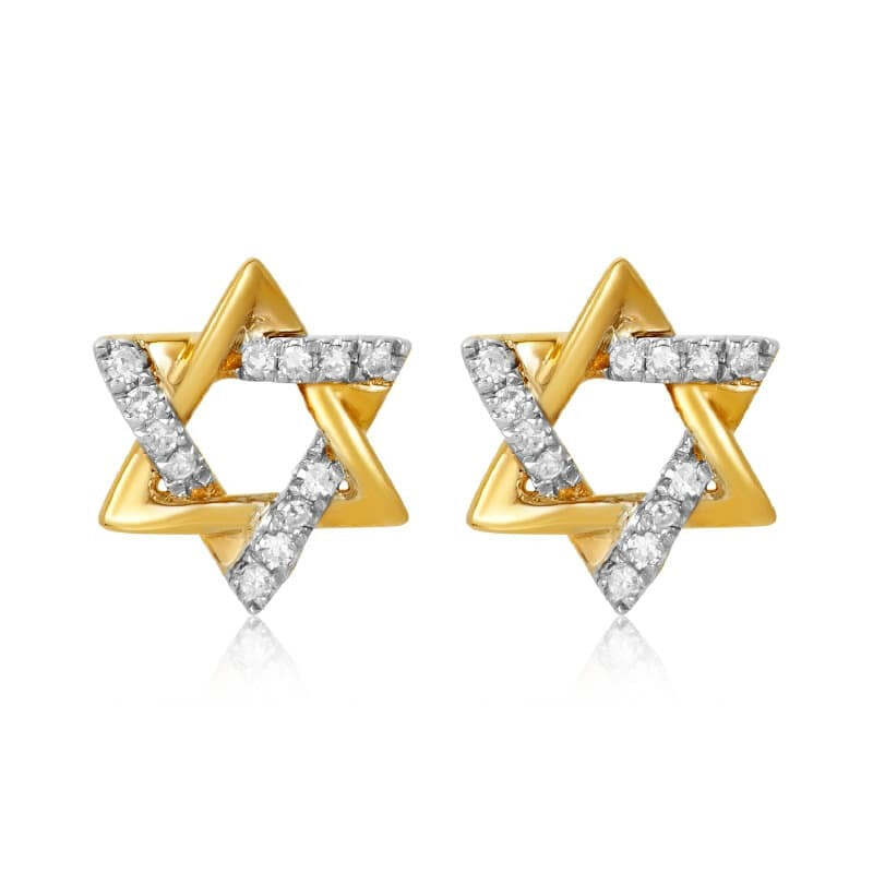 Star Earrings in 14k Gold and Diamonds