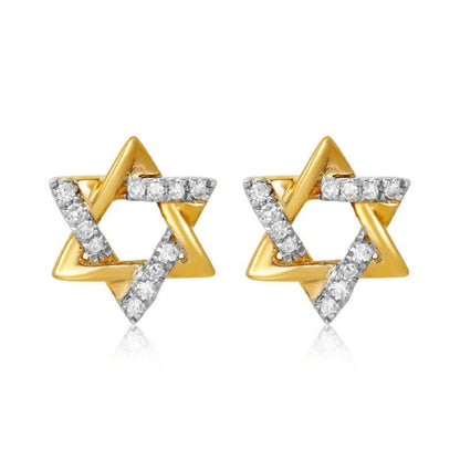 Star Earrings in 14k Gold and Diamonds