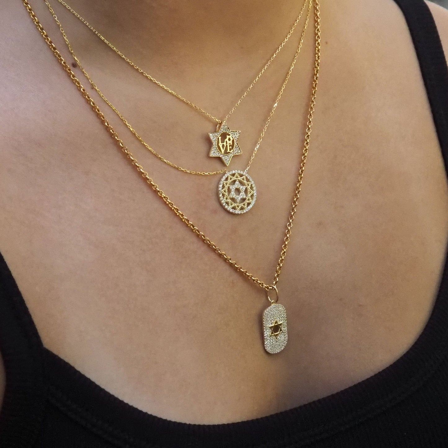 Star Full of Love Pendant | Jewish Star Necklace Sterling Silver or Gold
