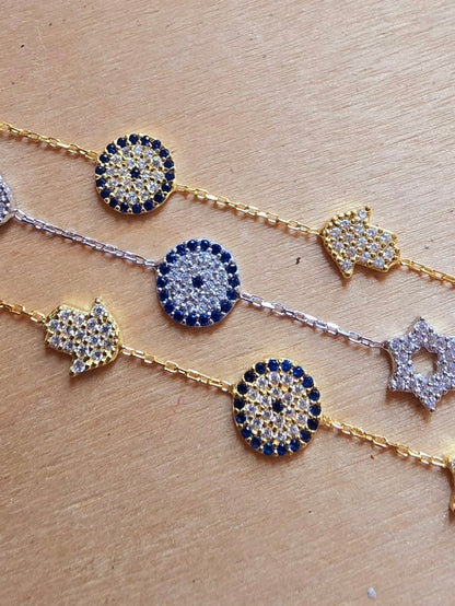 Star, Hamsa & Evil Eye Bracelet | Symbolic Jewelry