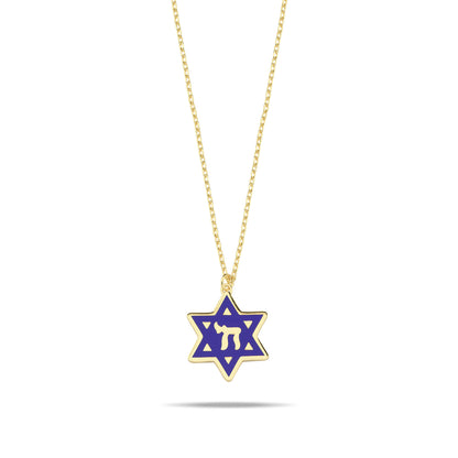 The "Vibrant Faith" Star of David & Chai Necklace - 4 Enamel Colors.