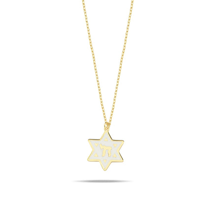 The "Vibrant Faith" Star of David & Chai Necklace - 4 Enamel Colors.