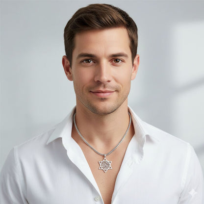 Star of David and Hebrew prayer Sterling Silver 925 Marina Anchor Necklace