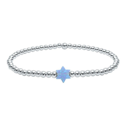 Opal Star of David bead bracelet in blue gold with 3mm beads by Alef Bet