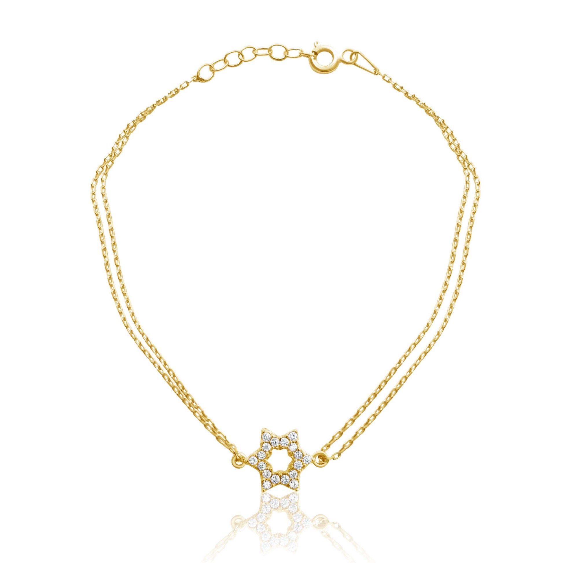 Star of David bracelet in yellow gold with satin finish by Alef Bet