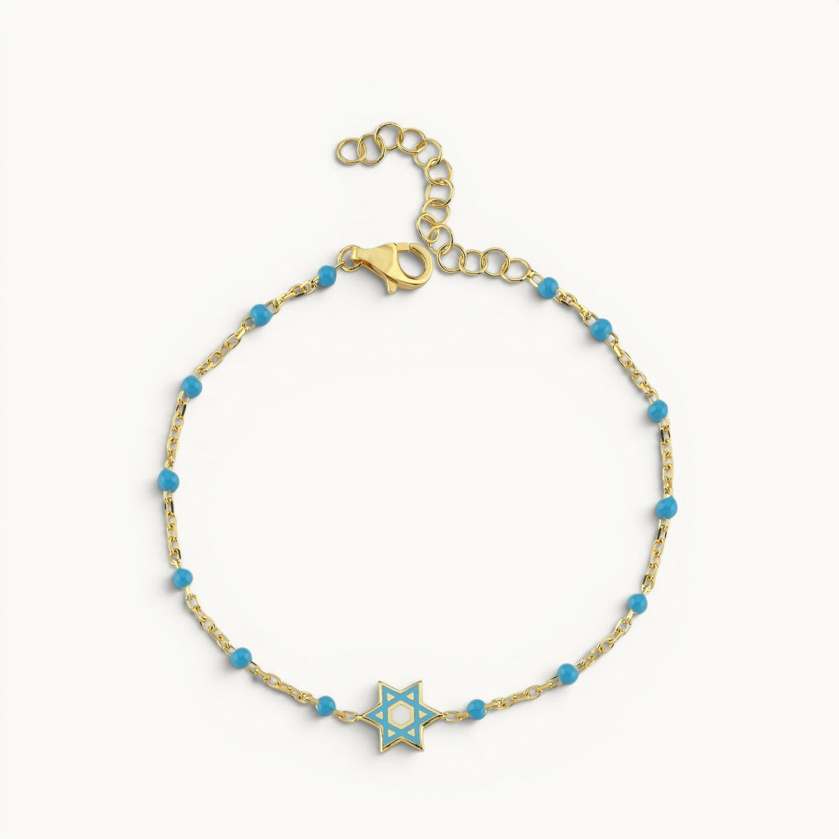 Jewish Star of David Bracelet in 14k Gold Plated Sterling Silver 925, wear your faith every day