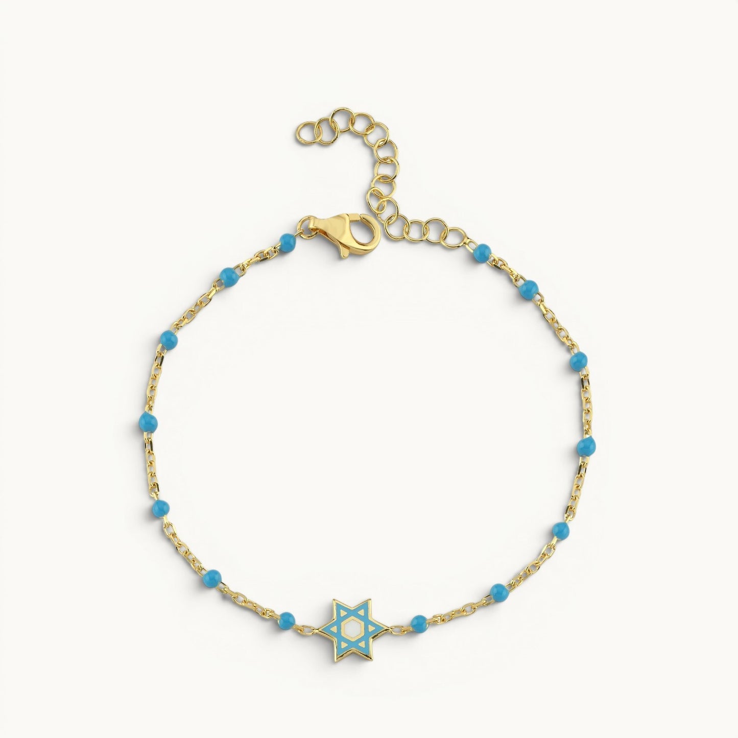 Star of David bracelet in yellow gold plated sterling silver with enamel detail by Alef Bet