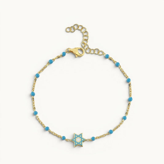Star of David Bracelet in 14k Gold Plated Sterling Silver 925 | Alef Bet