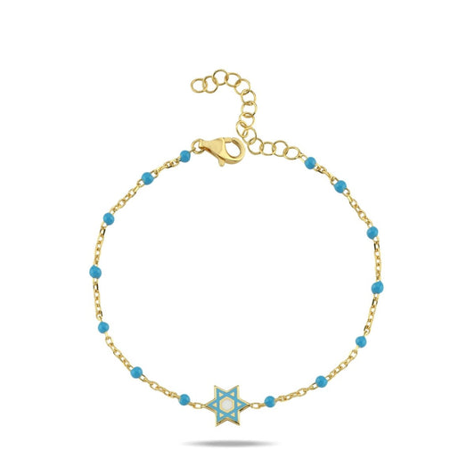 Star of David Bracelet in Gold Plated Sterling Silver | Alef Bet