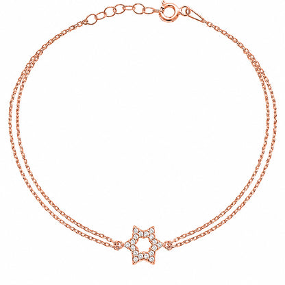 Star of David bracelet in rose gold plated with high-polish finish by Alef Bet