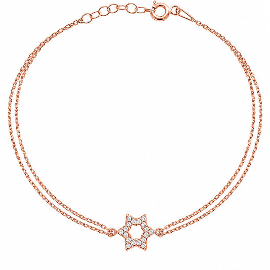 Star of David bracelet in rose gold plated with high-polish finish by Alef Bet