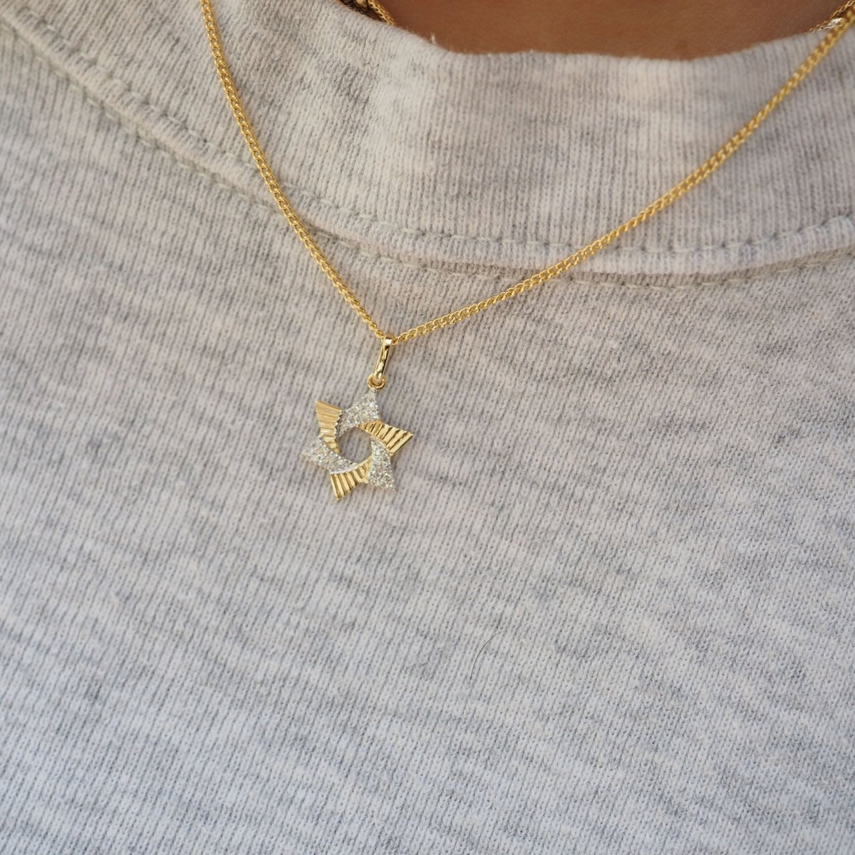 Star of David Diamond Necklace in 14k Yellow Gold, timeless faith you wear every day