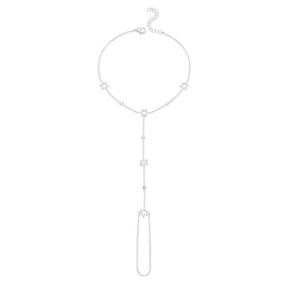 Star of David Hand Chain Bracelet with Bezel Gemstones