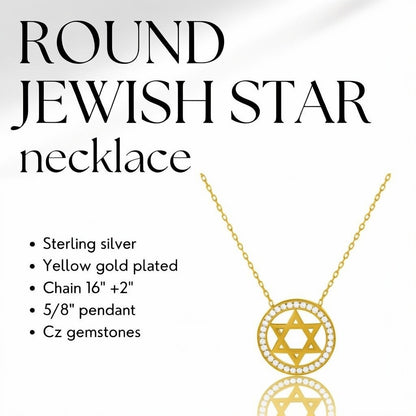 Heirloom Star of David Medallion Necklace | Silver or Gold CZ