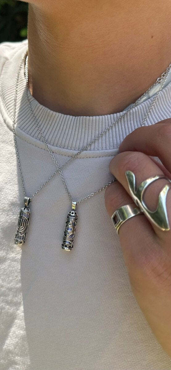 Star of David Mezuzah Charm Necklace and Chain