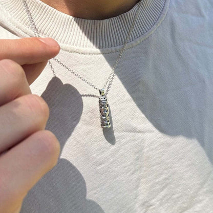 Star of David mezuzah charm necklace featuring satin-finish pendant and cable chain by Alef Bet