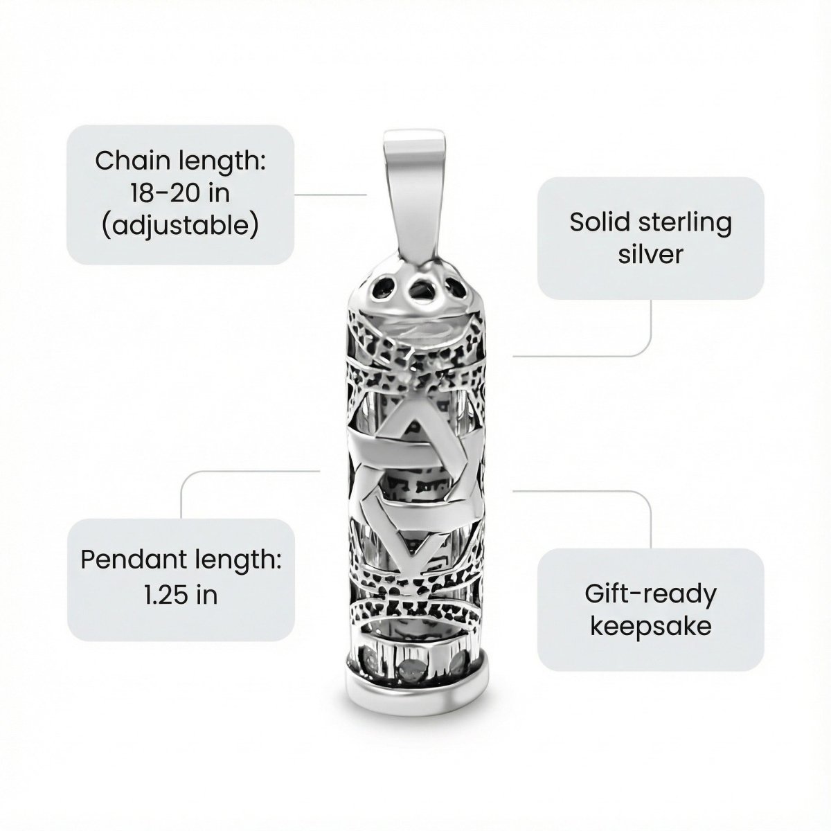 Star of David Mezuzah Charm Necklace and Chain