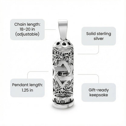 Star of David Mezuzah Charm Necklace and Chain