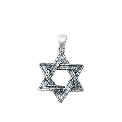 Star of David Necklace for Men | Oxidized Silver | Alef Bet