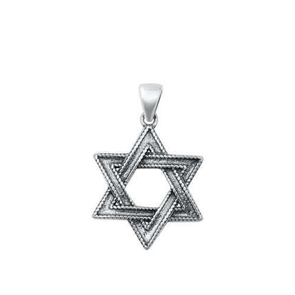 Star of David Necklace for Men | Oxidized Silver | Alef Bet