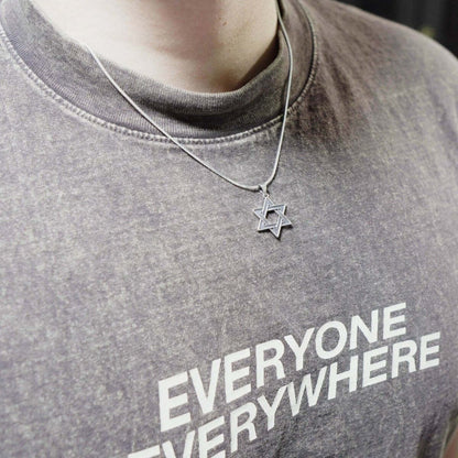 Star of David Necklace for Men | Oxidized Silver | Alef Bet