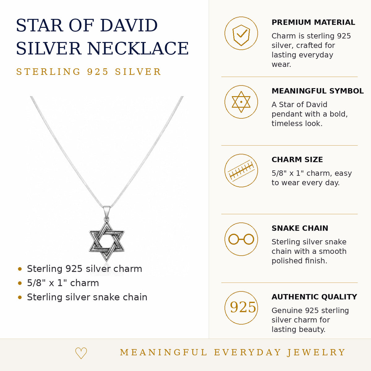 Star of David necklace for men, oxidized silver with dark patina detail by Alef Bet