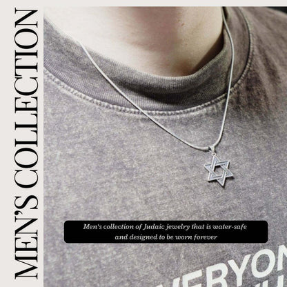Star of David Necklace for Men | Oxidized Silver | Alef Bet