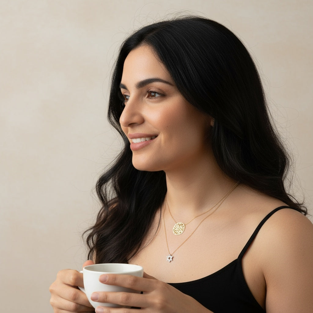 Star of David Necklace Sparkling in 14k Gold & Diamonds