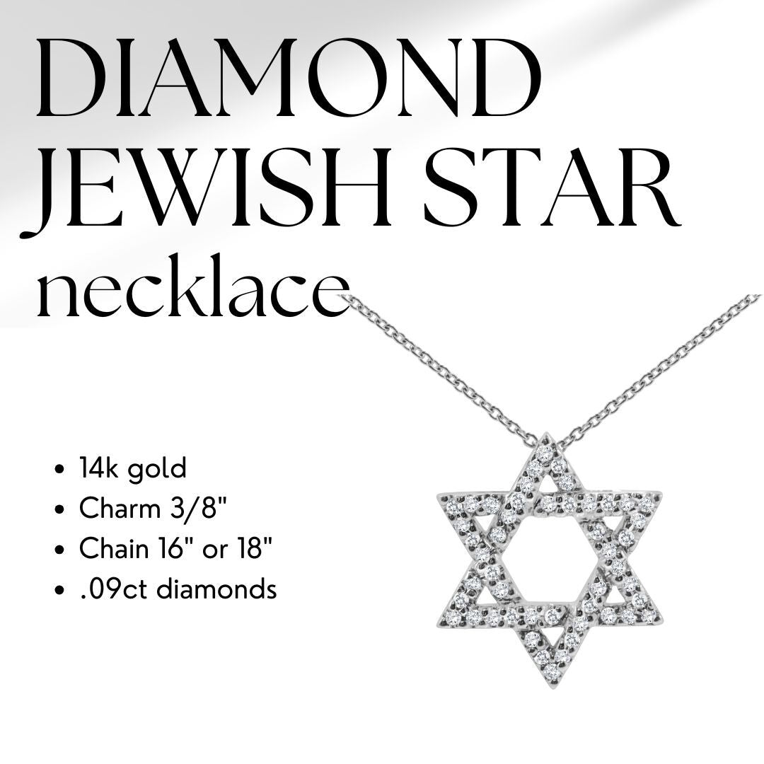 Star of David Necklace Sparkling in 14k Gold & Diamonds