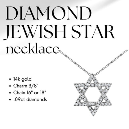 Star of David Necklace Sparkling in 14k Gold & Diamonds