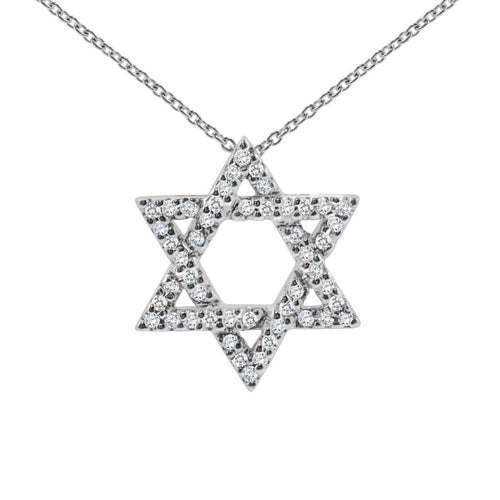 Star of David Necklace Sparkling in 14k Gold & Diamonds