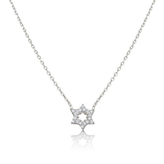 Star of David Necklace Sterling Silver Pave CZ | Alef Bet