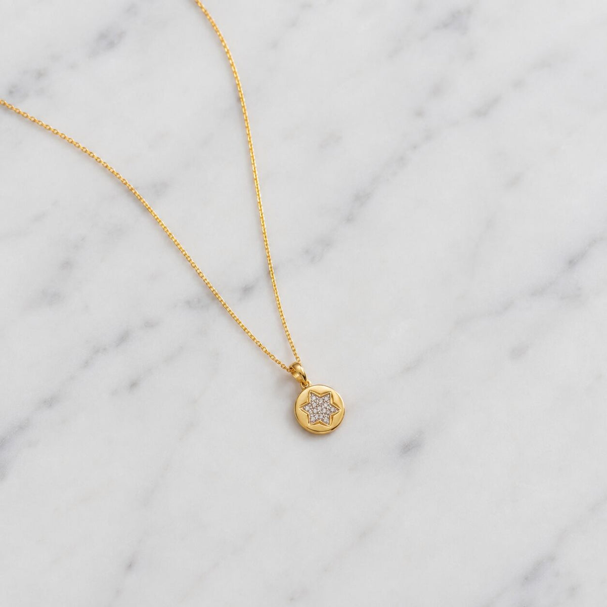 Star of David Round Necklace in 14k Yellow Gold, a radiant symbol of faith she will treasure