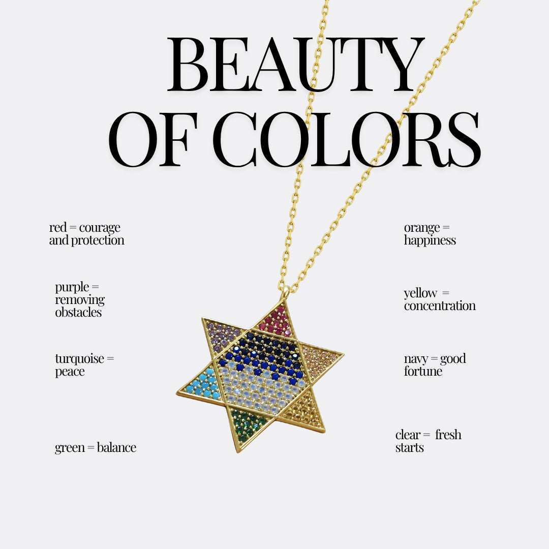 Star of David necklace in sterling silver with bezel-set cubic zirconia by Alef Bet