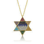 Rainbow Star of David Necklace for Women