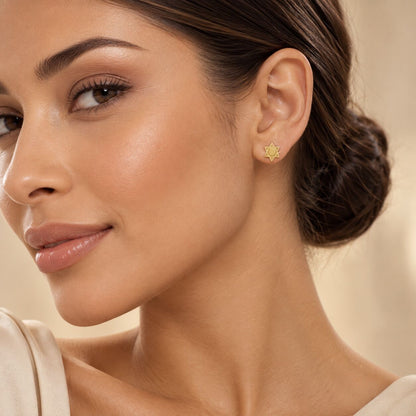 Star of David Stud Earrings in 14k Yellow Gold, a timeless symbol of faith for everyday wear