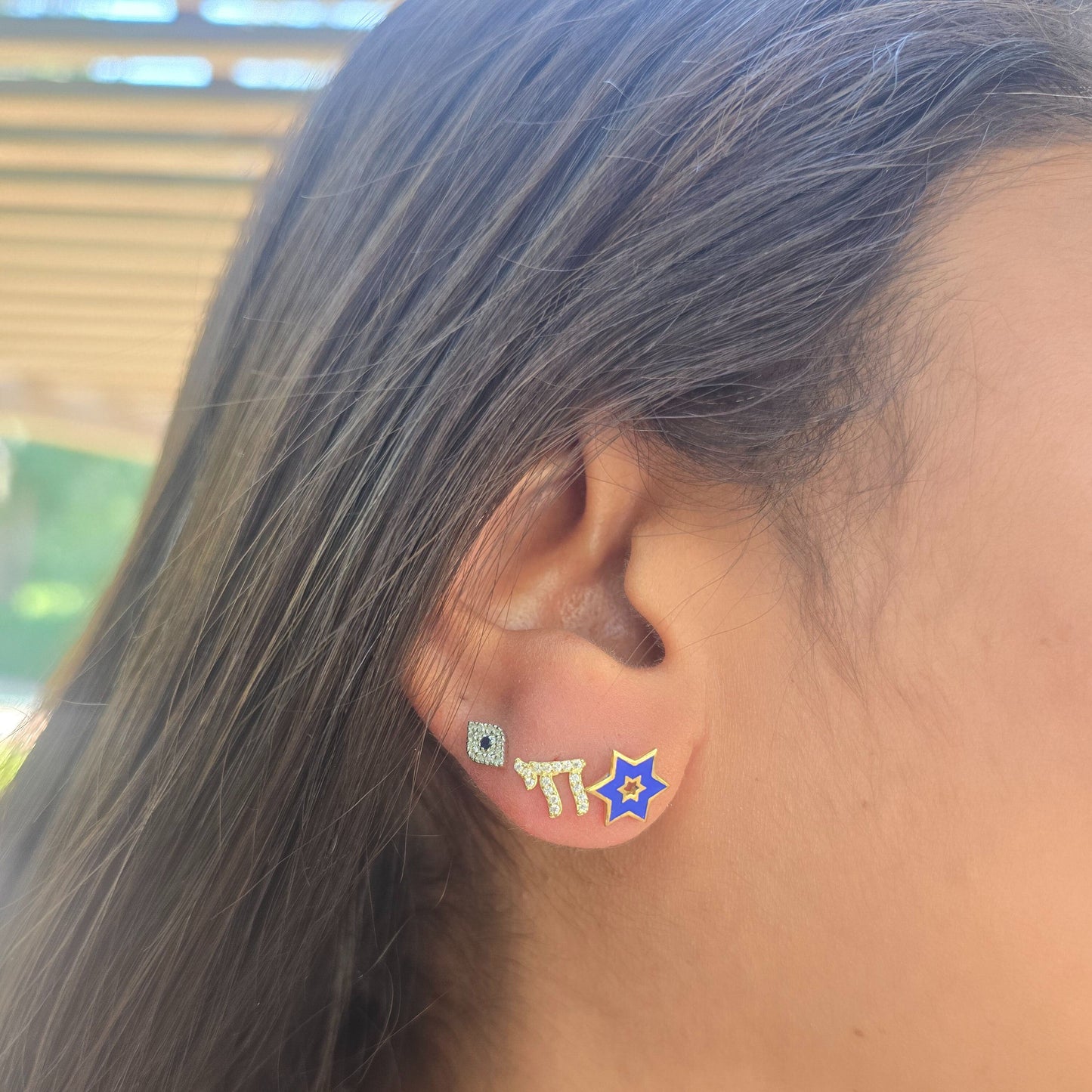 Enamel Star of David Stud Earrings | 4 Colors | Alef Bet