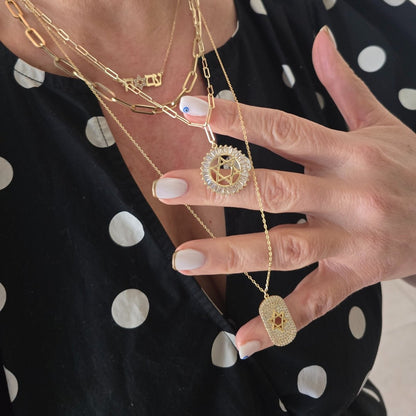 Star of David Tag Necklace in Yellow Gold