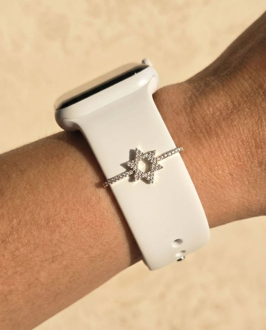 Star of David Watch Charm: 14k Yellow Gold Full Pavé Diamond for 20mm and 22mm Watch Bands