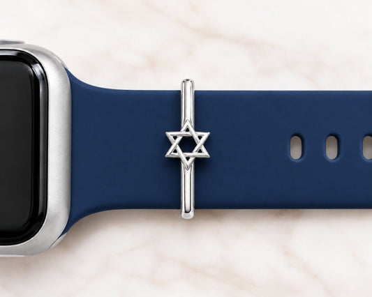 Star of David Watch Charm in Sterling Silver 925, for 20mm and 22mm Watch Bands