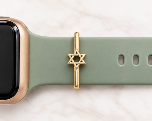 Star of David Watch Charm in Yellow Gold Plated Sterling Silver 925, for 20mm and 22mm Watch Bands