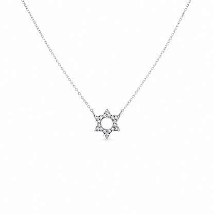 Star of David pendant in white gold with pave-set diamonds by Alef Bet