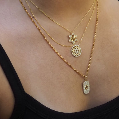 Star of David Yellow Gold Plated 925 Cubic Zirconia Necklace