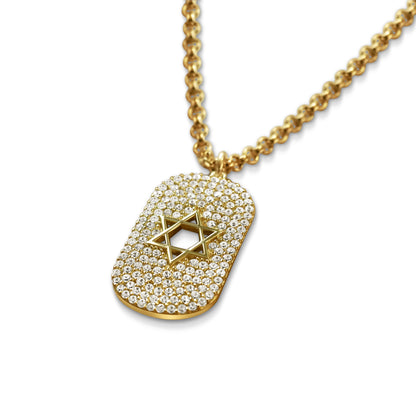 Star of David Yellow Gold Plated 925 Cubic Zirconia Necklace