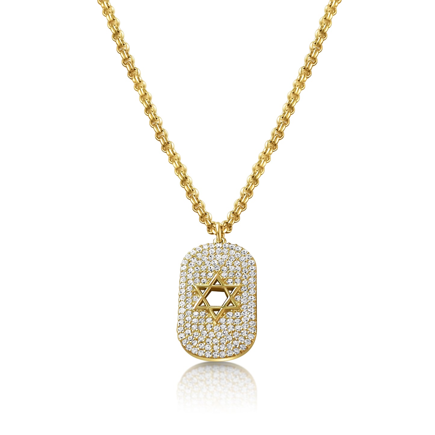 Star of David Yellow Gold Plated 925 Cubic Zirconia Necklace